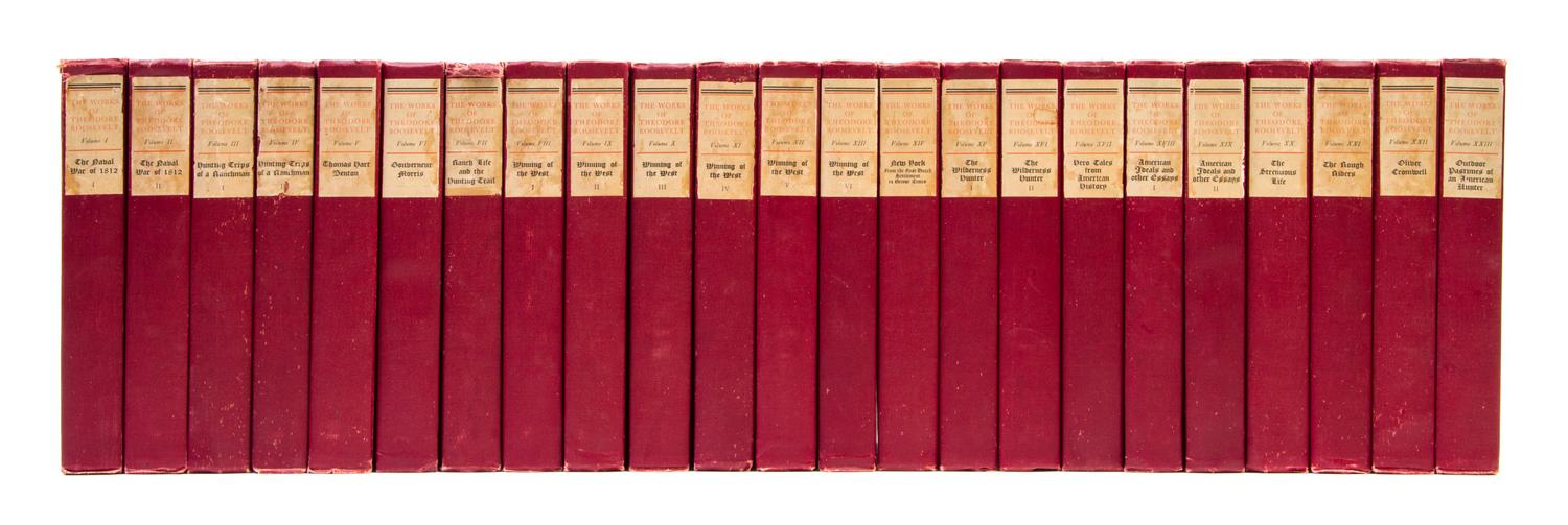 ROOSEVELT, THEODORE. [Works.] New York, 1906. 23 vols. Elkhorn edition, no. 871/1000 copies.