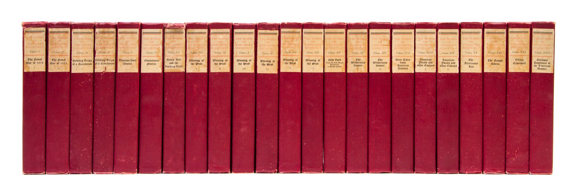 ROOSEVELT, THEODORE. [Works.] New York, 1906. 23 vols. Elkhorn edition, no. 871/1000 copies.
