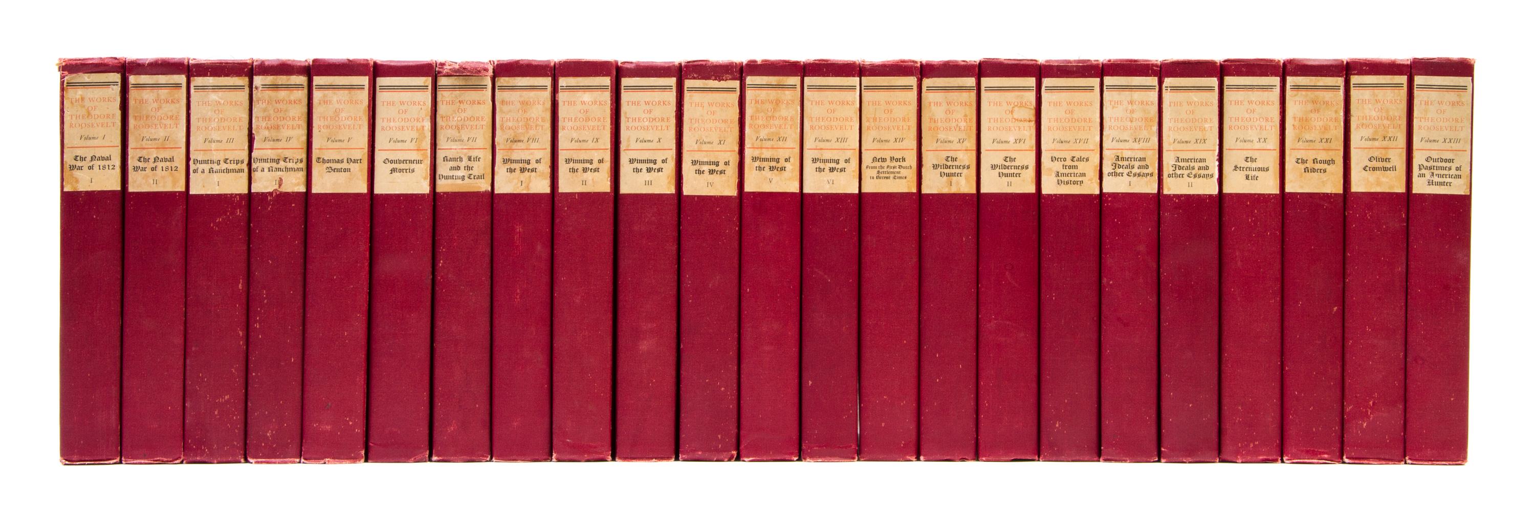 ROOSEVELT, THEODORE. [Works.] New York, 1906. 23 vols. Elkhorn edition, no. 871/1000 copies.