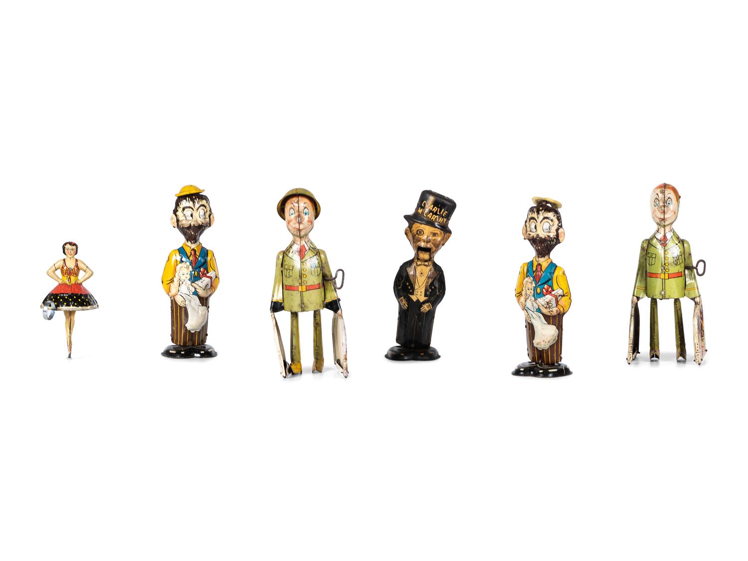 Five Tin Lithograph Figural Windup Toys