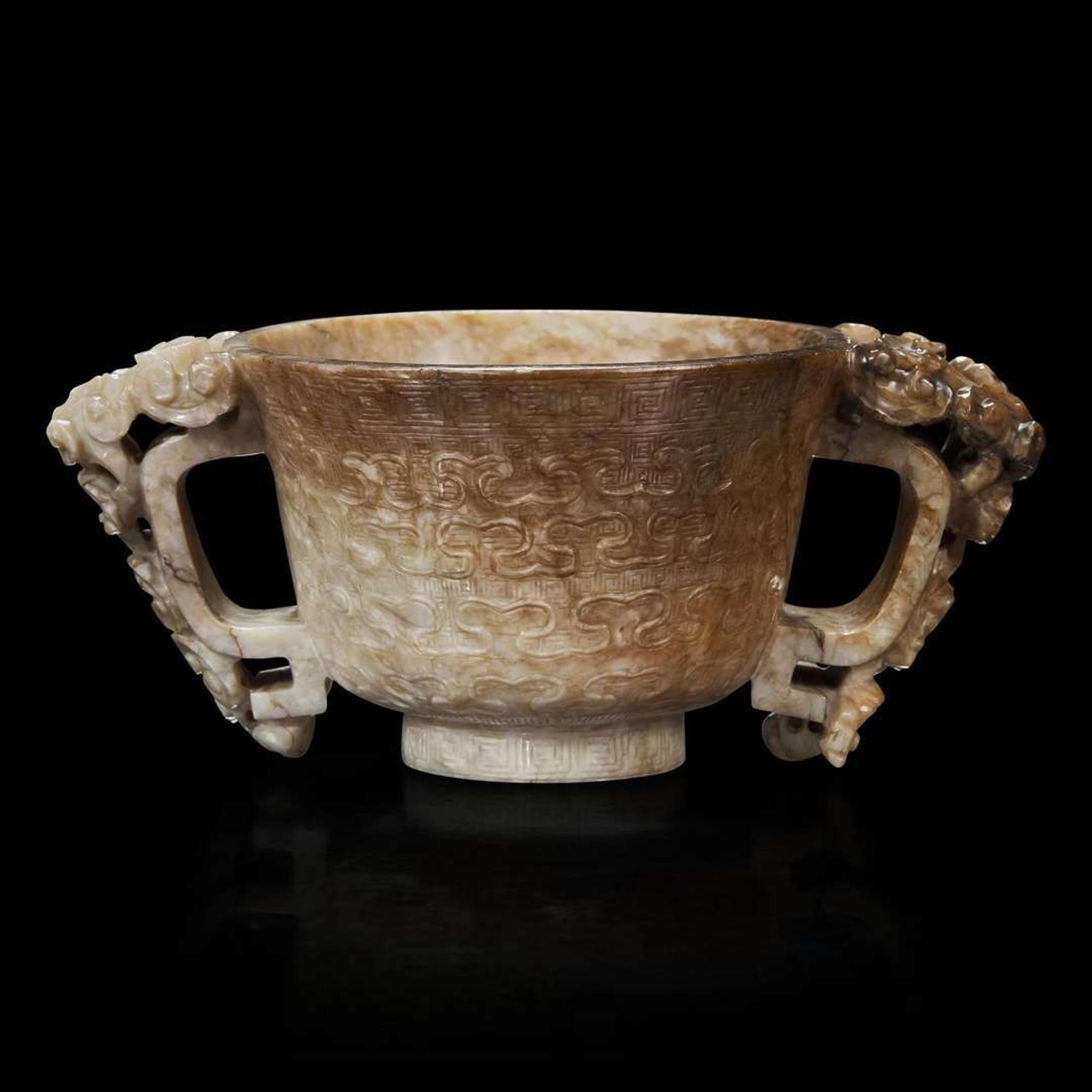 A Chinese ‘’chicken-bone’’ jade carved libation cup 鸡骨白瓒杯 Ming/Qing dynasty ???