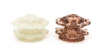 Steuben, 20TH CENTURY, two glass flower frogs
