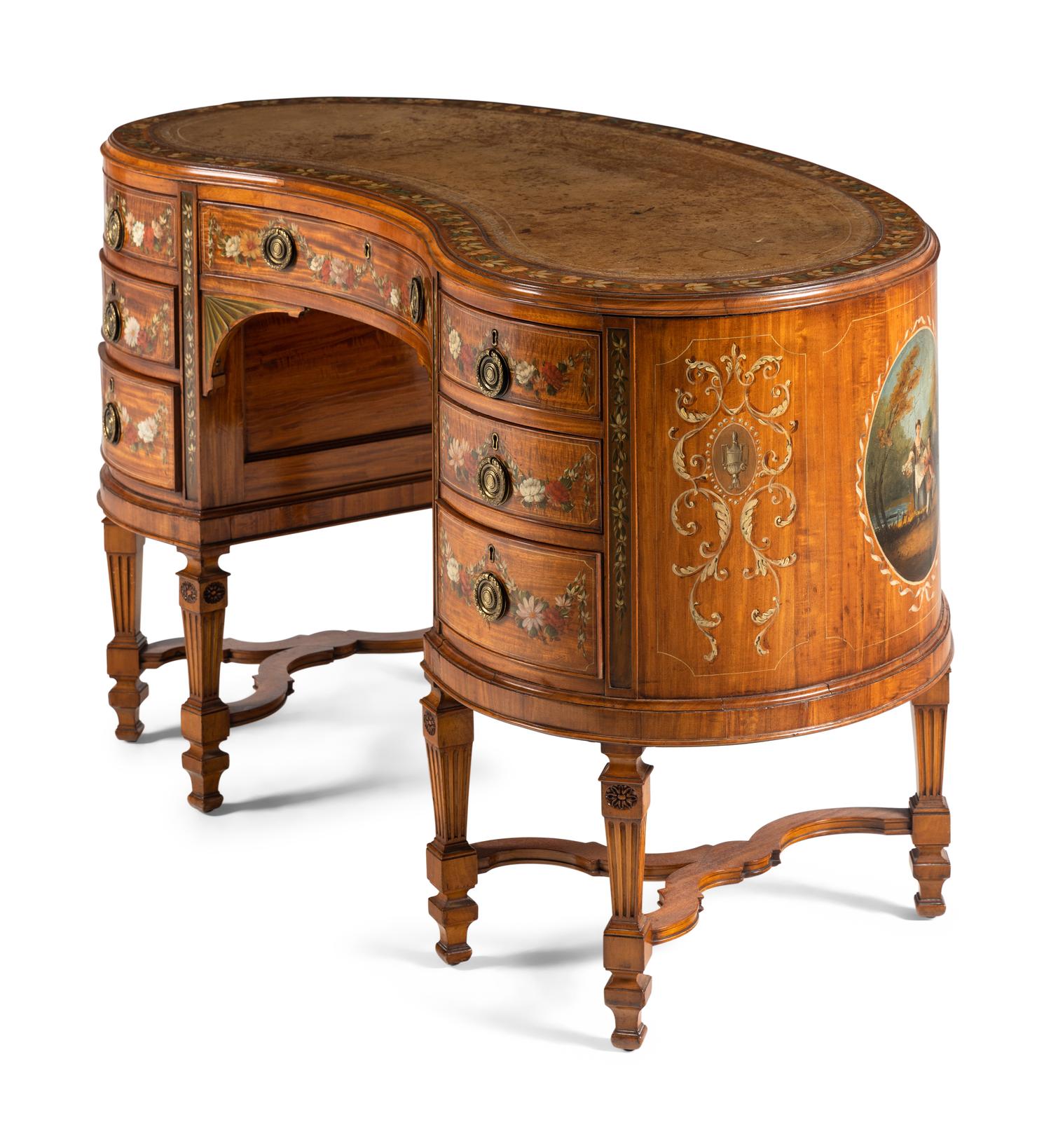 An Edwardian Painted Satinwood Desk