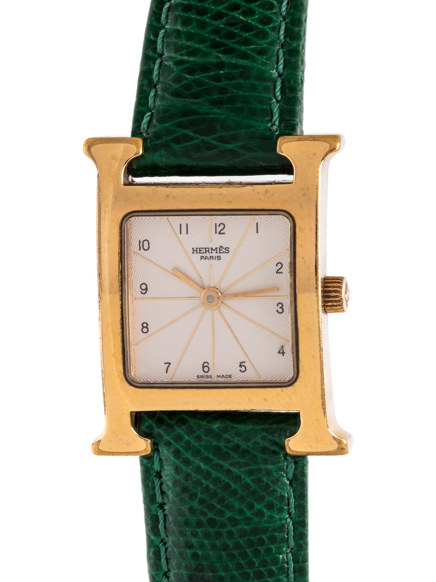 Hermès Heure H Wrist Watch with Lizard Strap
