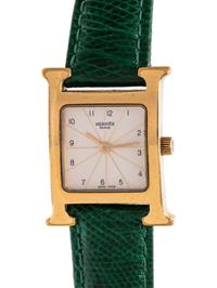 Hermès Heure H Wrist Watch with Lizard Strap