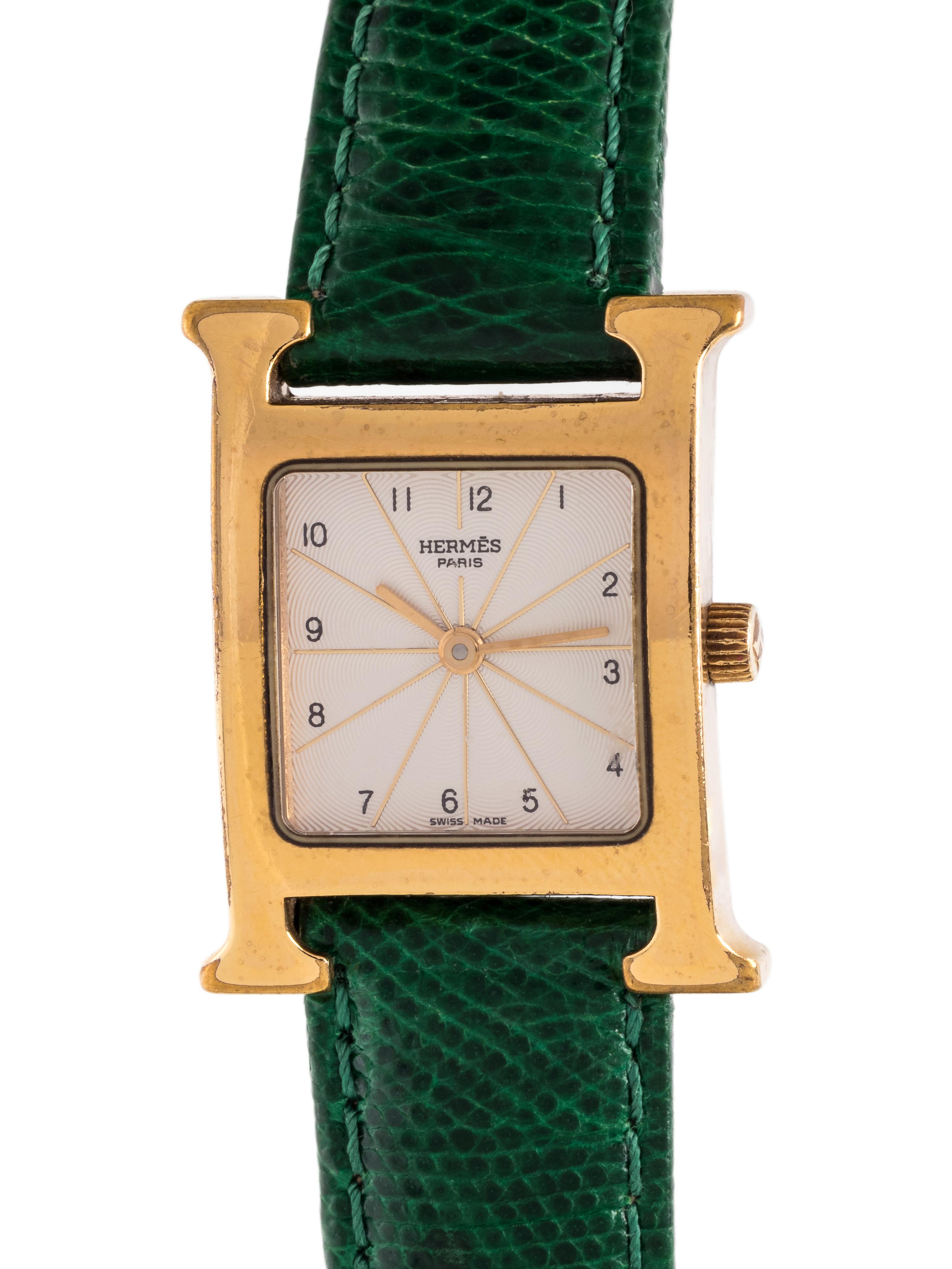 Hermès Heure H Wrist Watch with Lizard Strap
