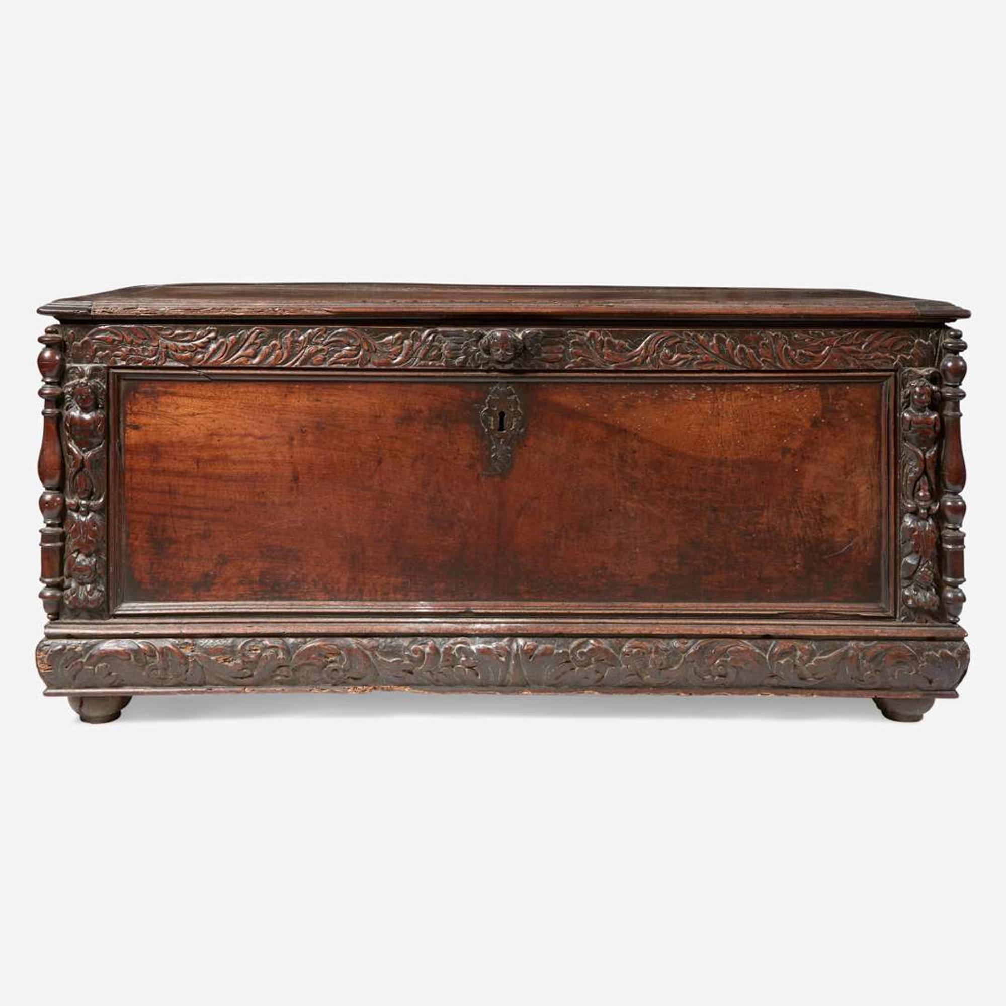 A James I carved walnut casket 17th century