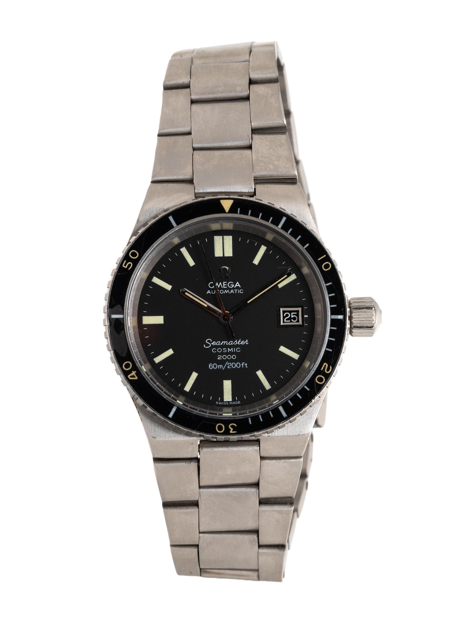 OMEGA, REF. 166.137 STAINLESS STEEL 'SEAMASTER' 'COSMIC' 'METERS FIRST' DATE WATCH, BOX & RECEIPT