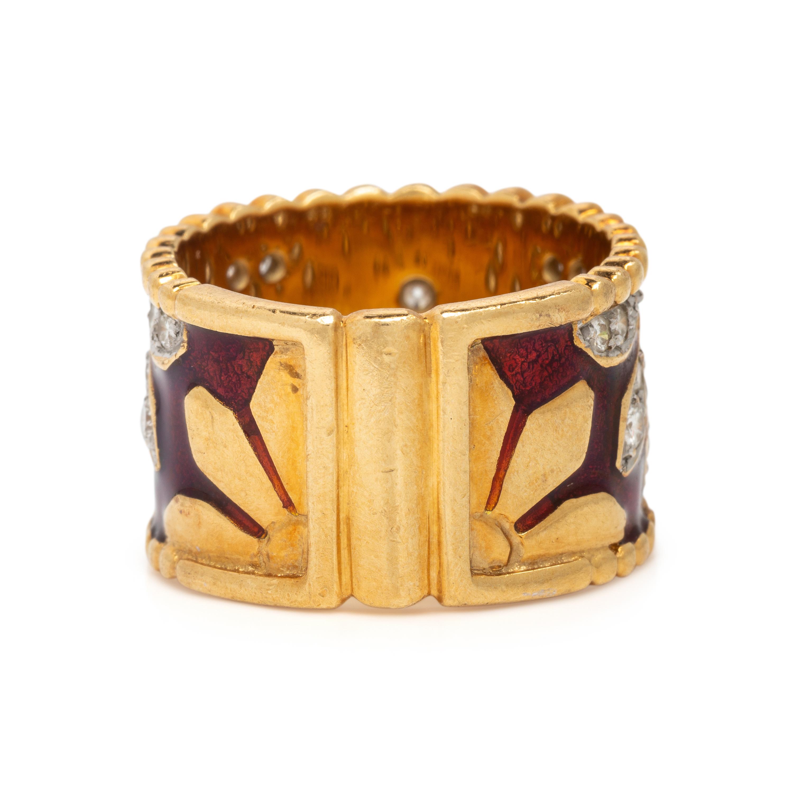 Yanes, Diamond, Enamel, and Yellow Gold Ring