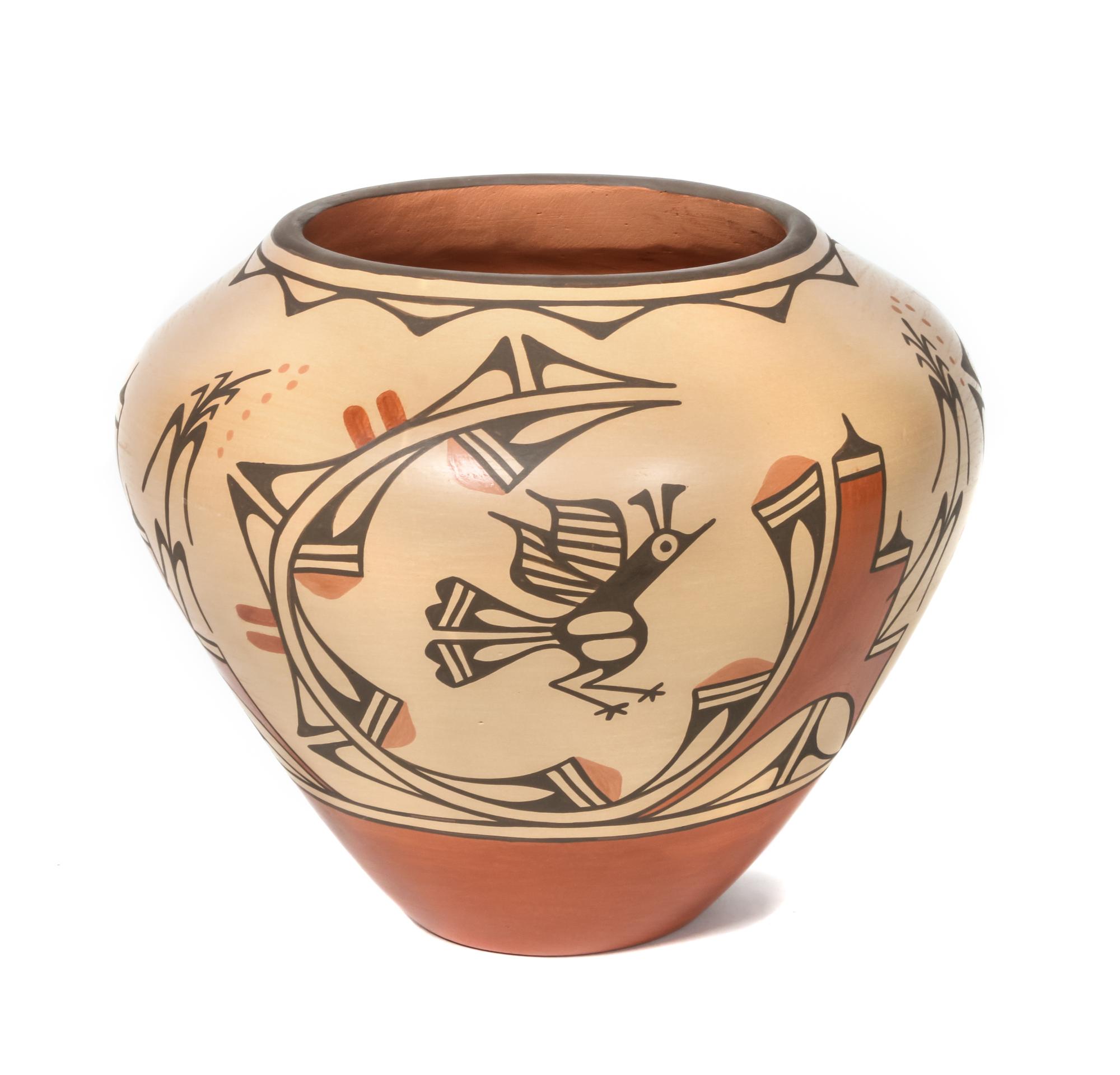 Ruby Panama (20th Century) Zia Polychrome Pottery Jar Height 10 x diameter 12 inches