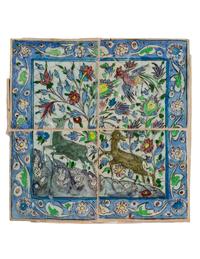 A Qajar Pottery Tile Panel