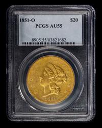 A United States 1851-O Liberty Head $20 Gold Coin