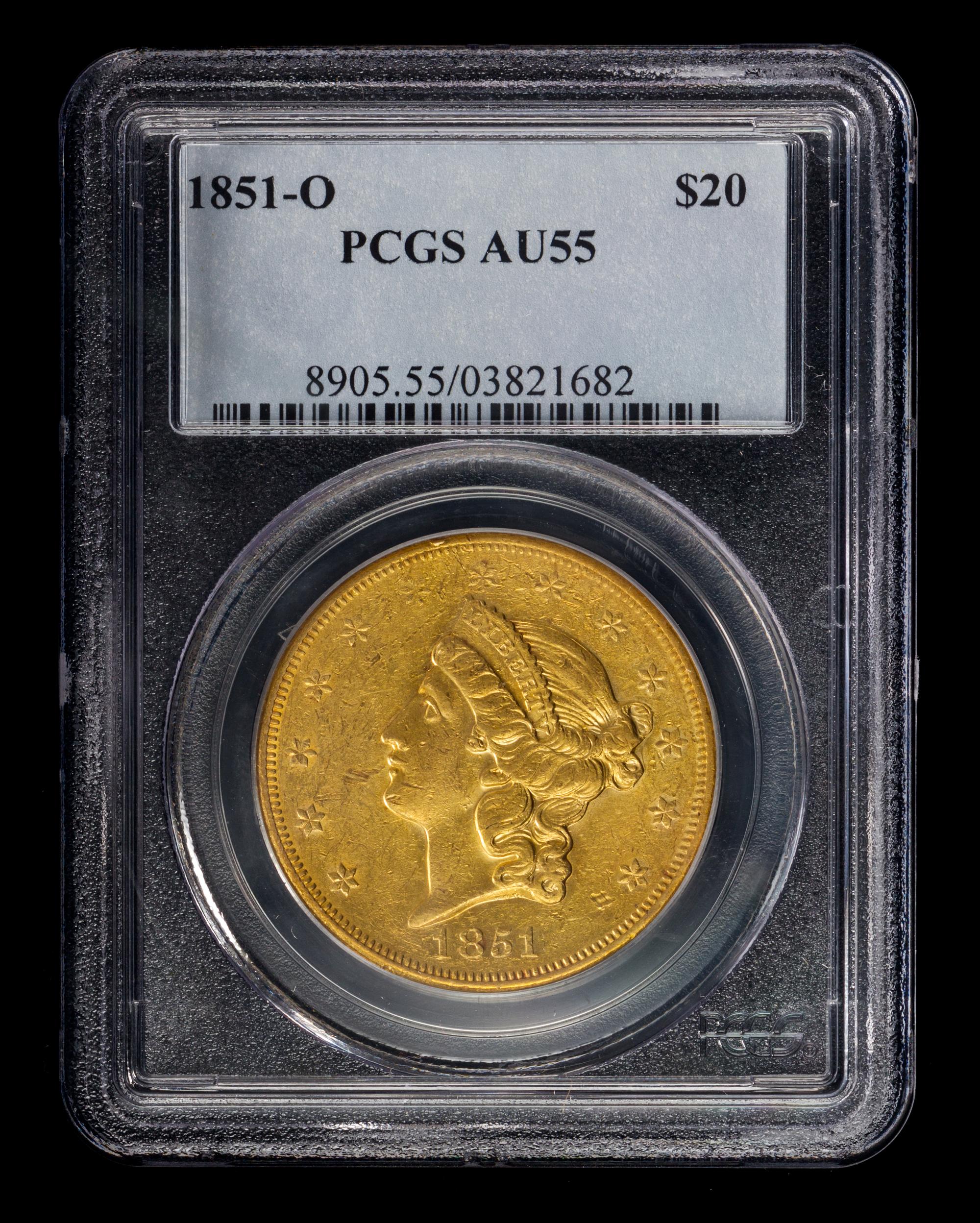 A United States 1851-O Liberty Head $20 Gold Coin