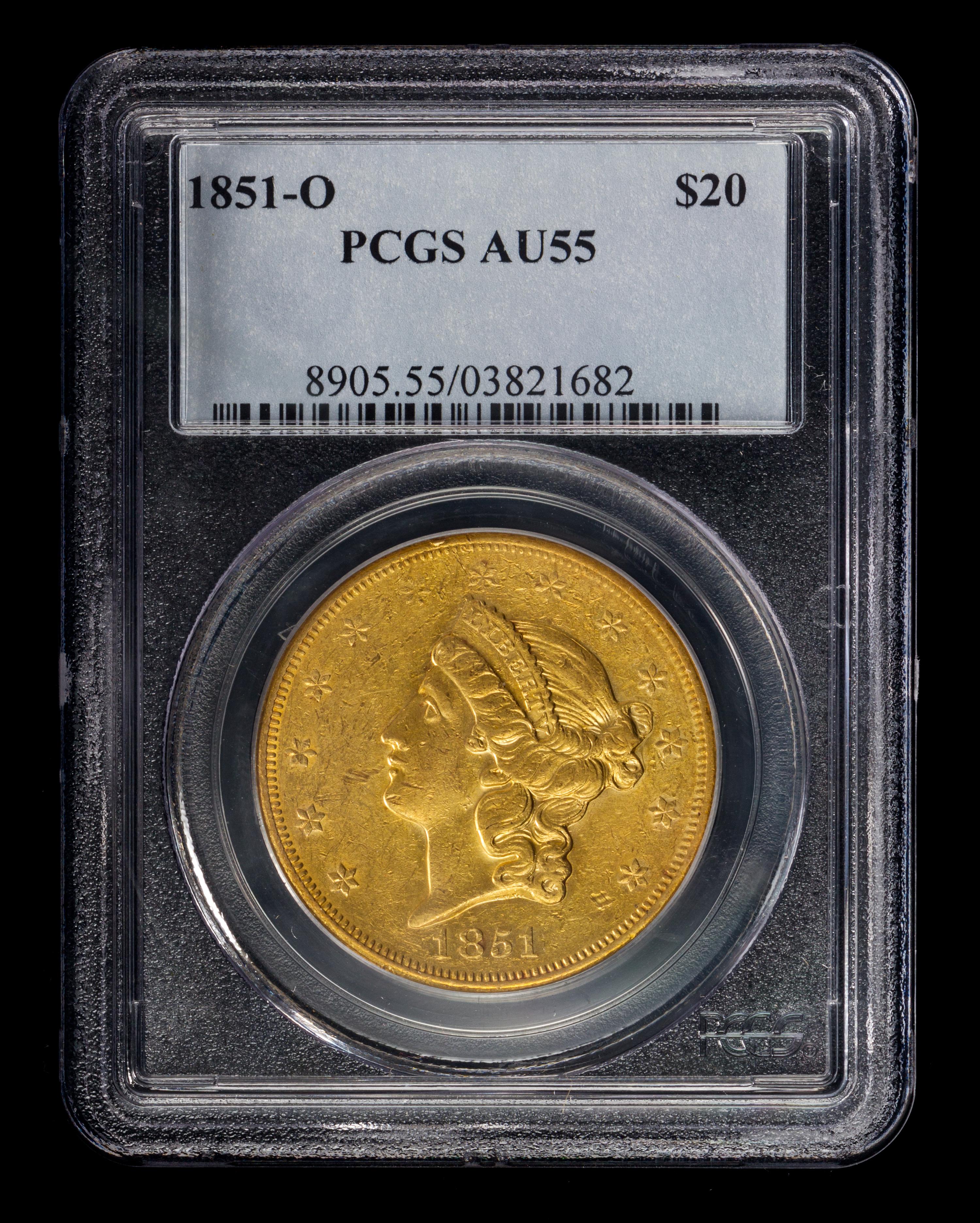 A United States 1851-O Liberty Head $20 Gold Coin