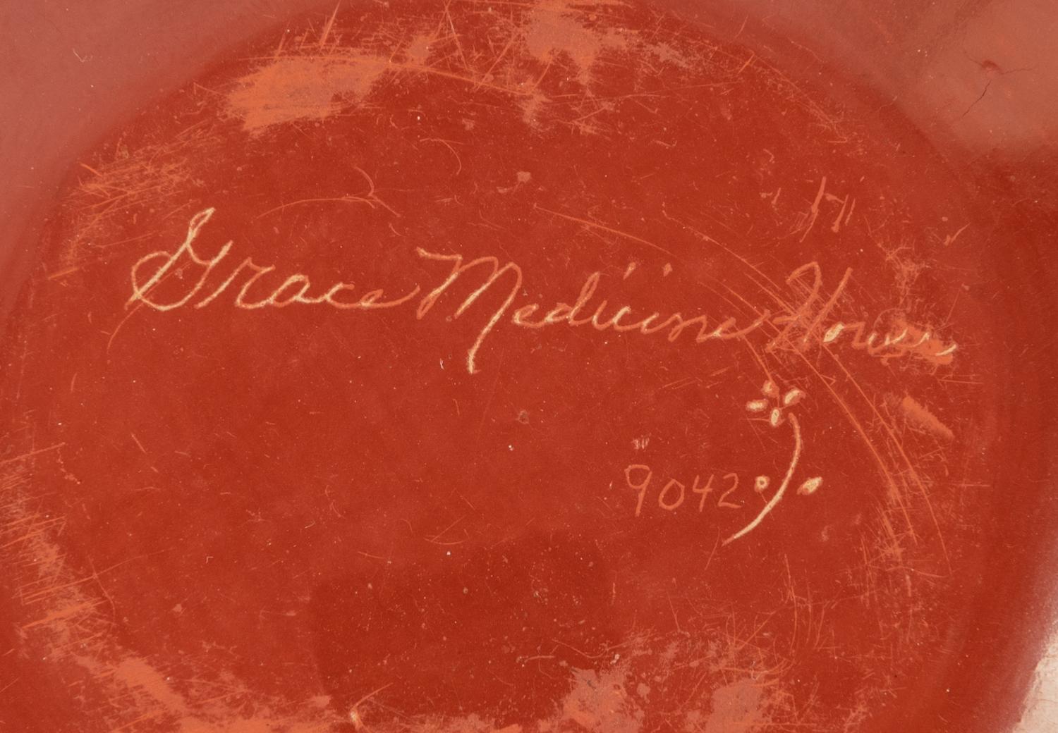 Redware Pottery Bowl with Butterfly Sgraffito Etchings
