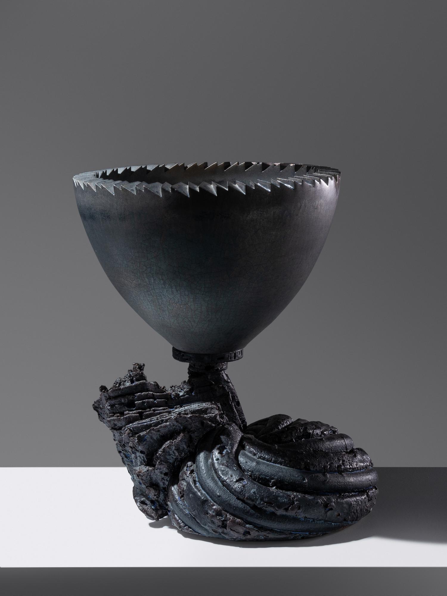 'Untitled' Mortar Bowl with Stand (Platinum Blue Mist), 1987