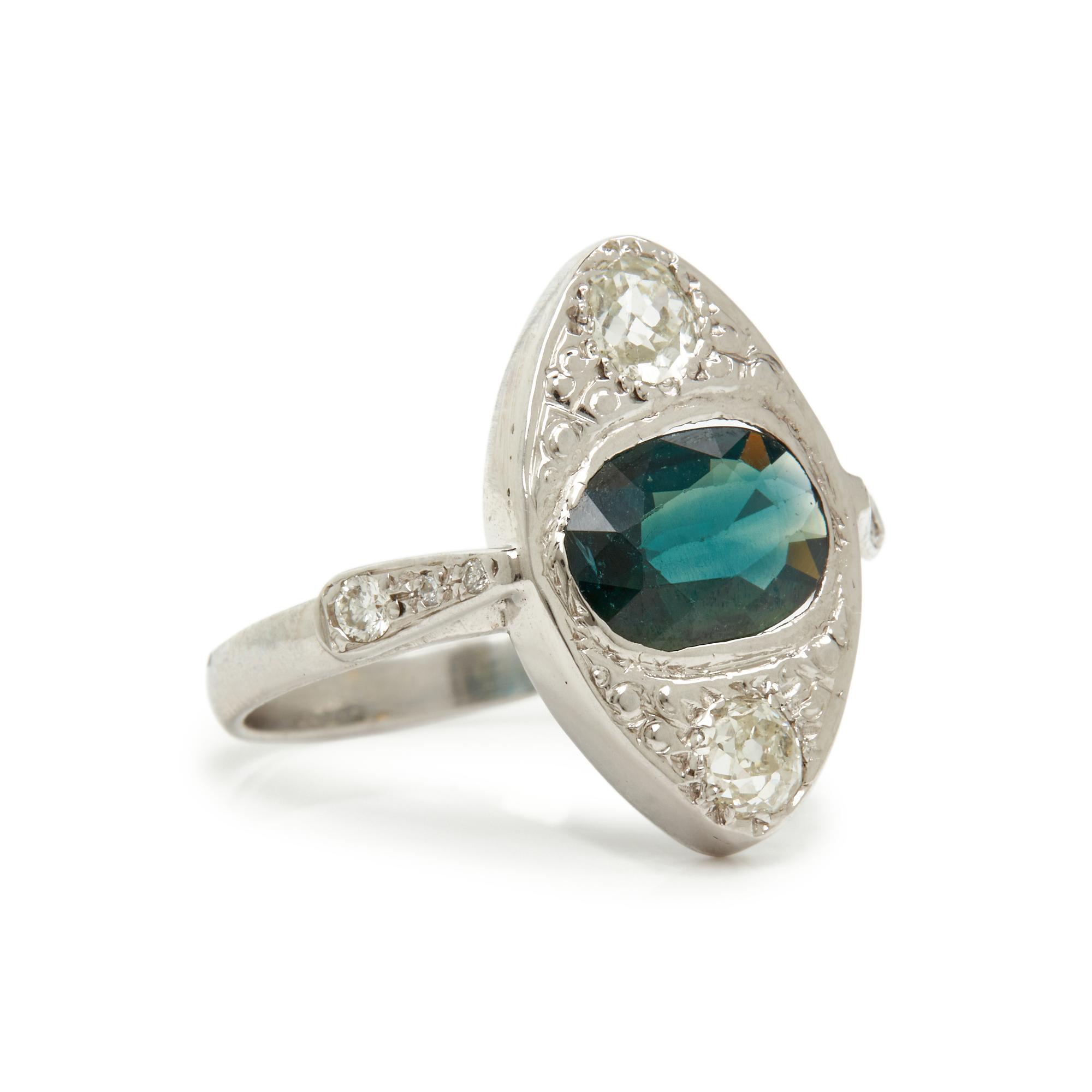 GREEN SAPPHIRE AND DIAMOND RING