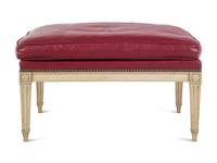 A Louis XVI Style Painted and Leather-Upholstered Ottoman