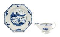 Two Worcester Porcelain Articles Diameter of plate 8 3/4 inches. — DR. WALL PERIOD, CIRCA 1760