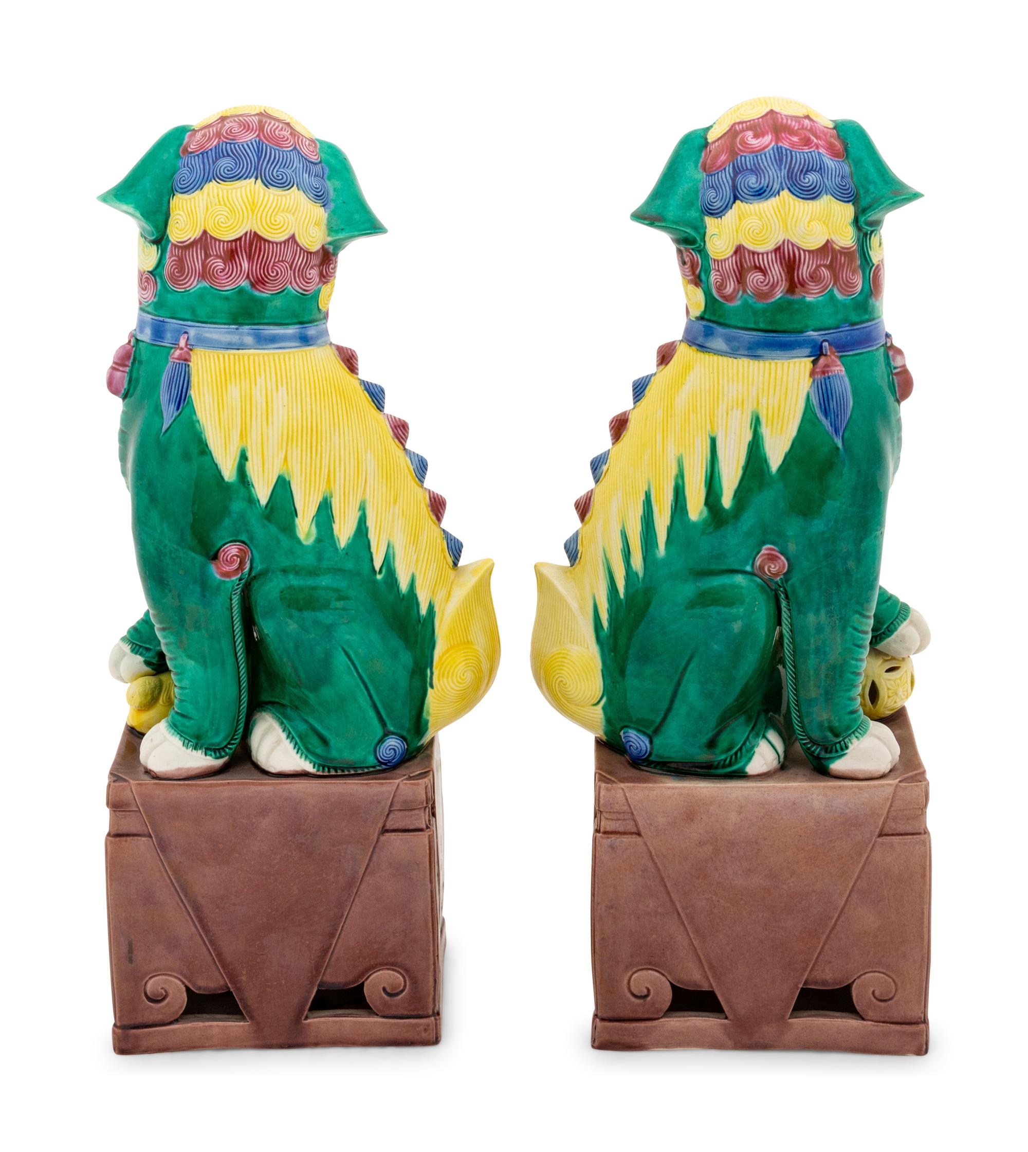 A Pair of Chinese Ceramic Guardian Lions