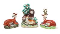 A Staffordshire Model of a Lion and Tiger Height of tallest 8 1/2 inches. — ONE CIRCA 1865, OTHER CIRCA 1775