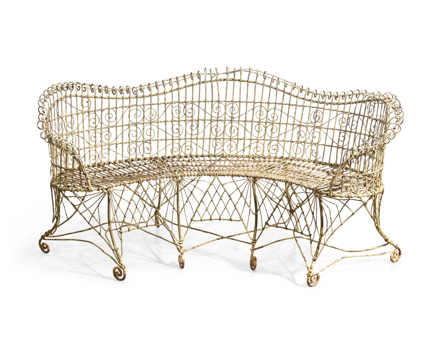 A French Three-Piece Wirework Garden Seating Suite