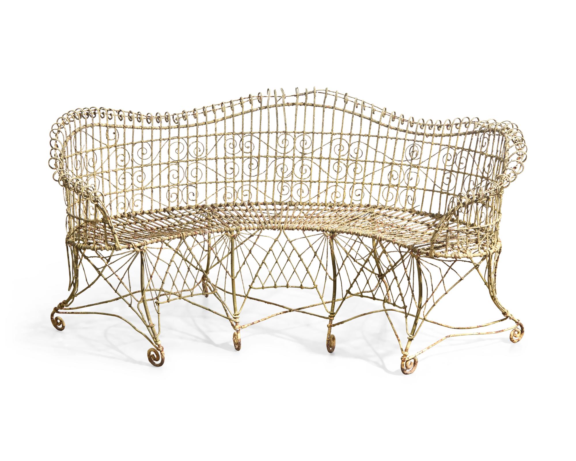 A French Three-Piece Wirework Garden Seating Suite