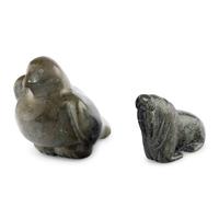 Inuit Carved Soapstone Walrus and Ptarmigan