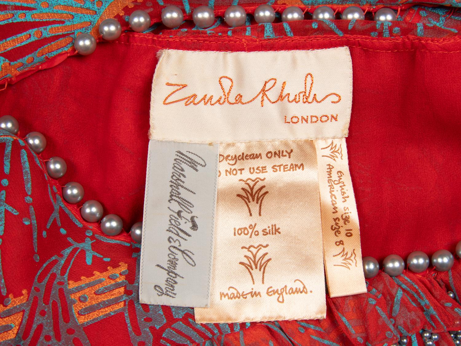 Zandra Rhodes, Painted Silk Dress & Pleated Silk Purse