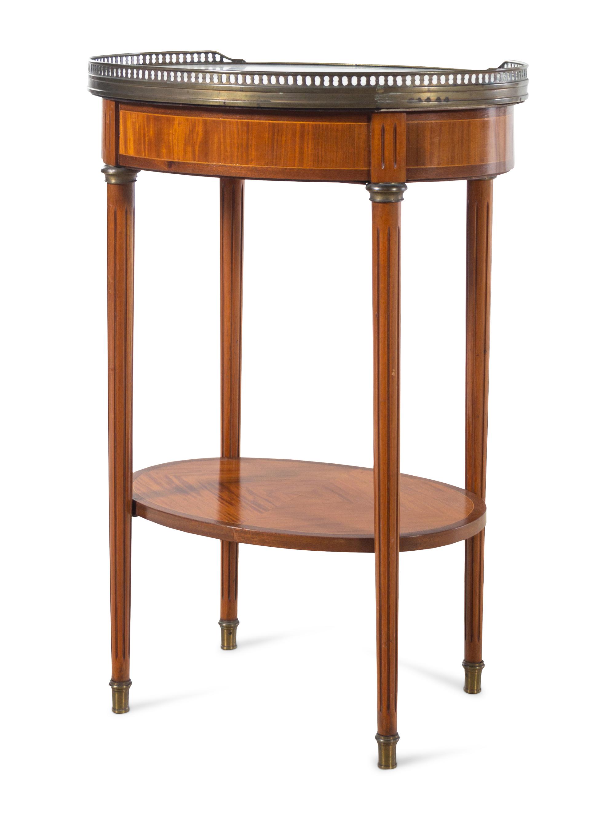 A Pair of Louis XVI Style Marble-Top Side Tables