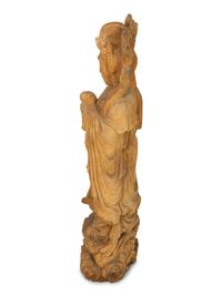 A Carved Wood Figure of Guanyin