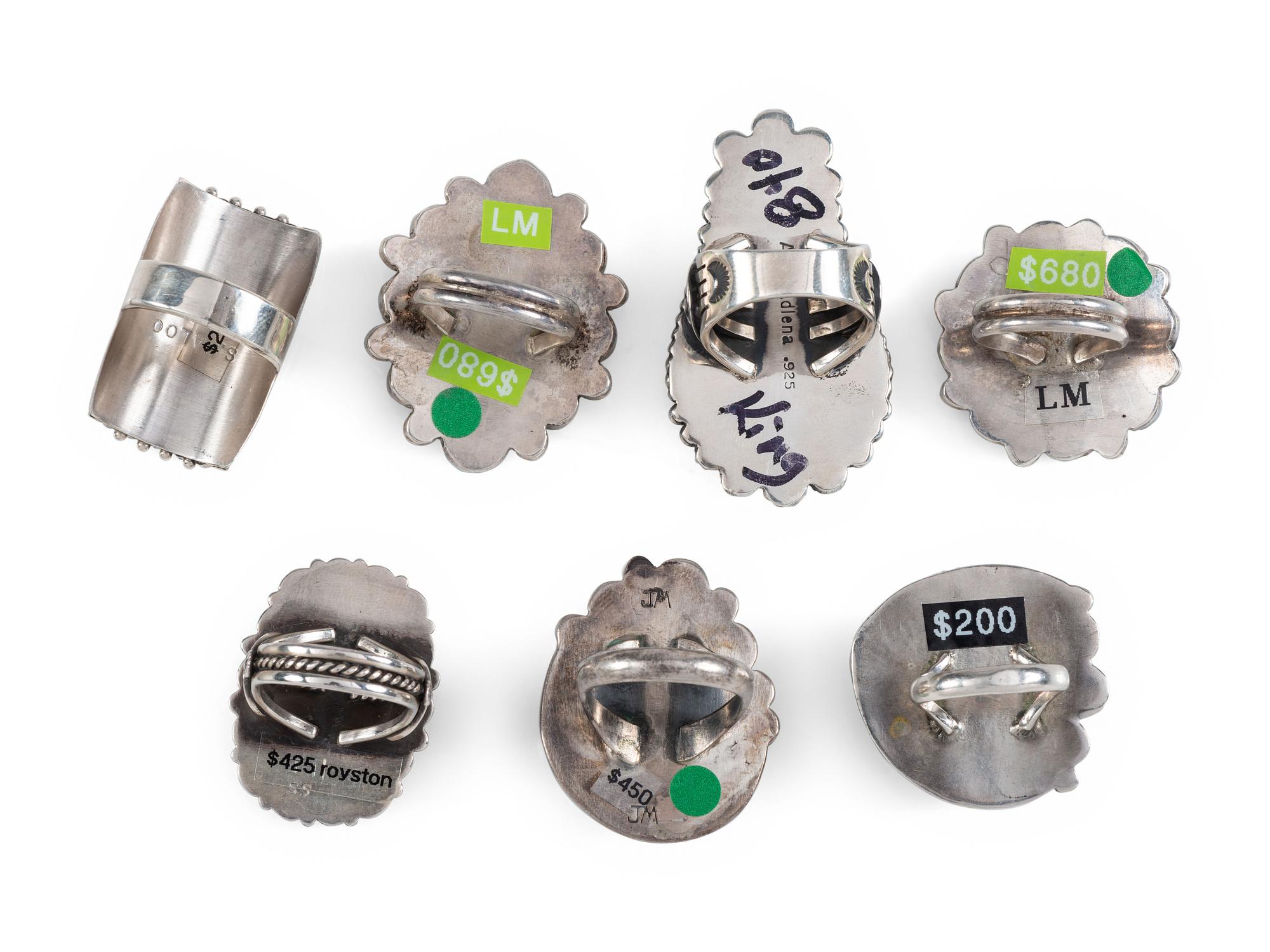 Navajo and Zuni Silver Rings with Inlay