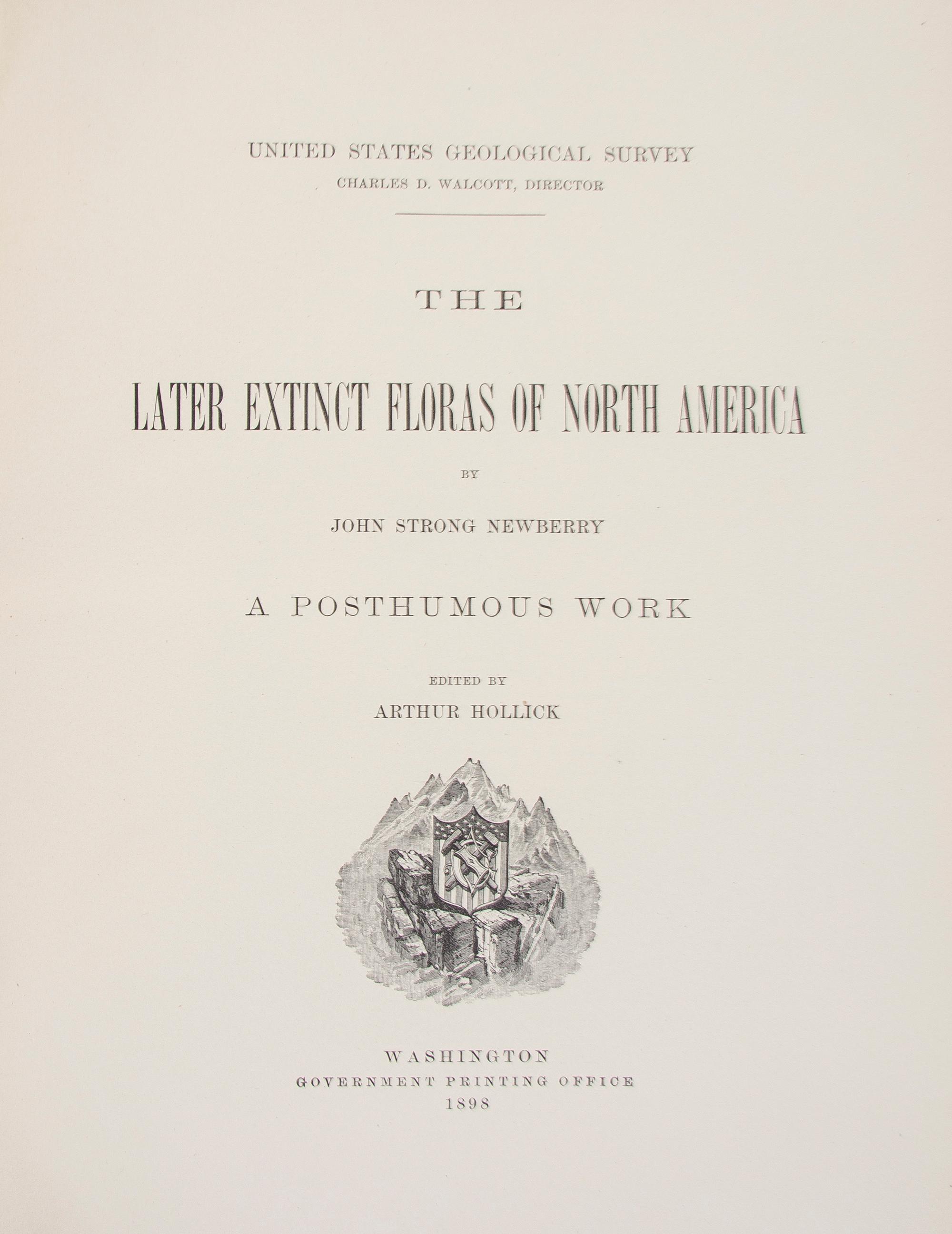 (BOTANY) Two Government Geological Surveys by John Strong Newberry and David White. Washington, 1898, 1899. 2 vols.