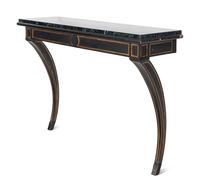 A Black-Painted and Parcel-Gilt Marble-Top Pier Table