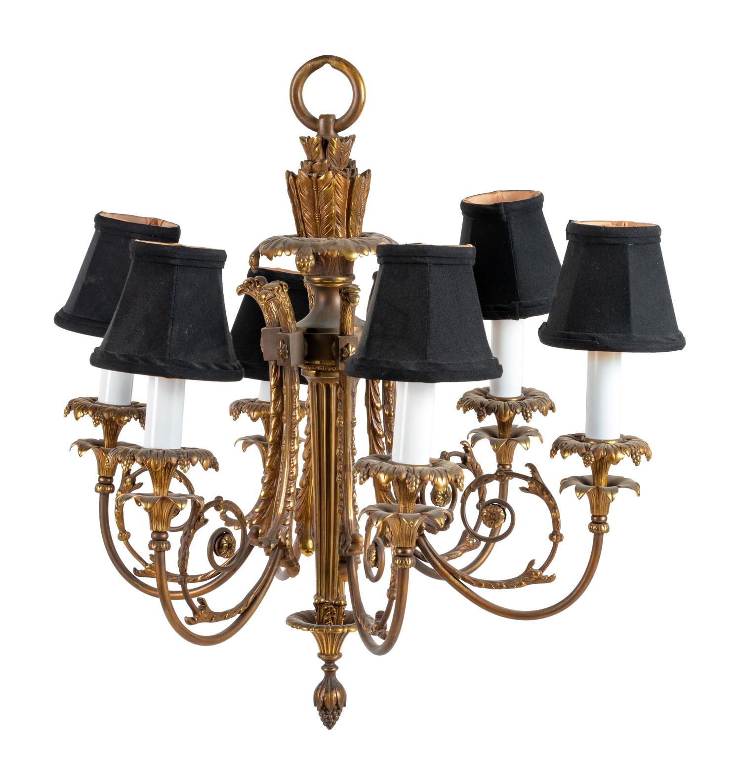 A Neoclassical Style Gilt Metal Six-Light Chandelier