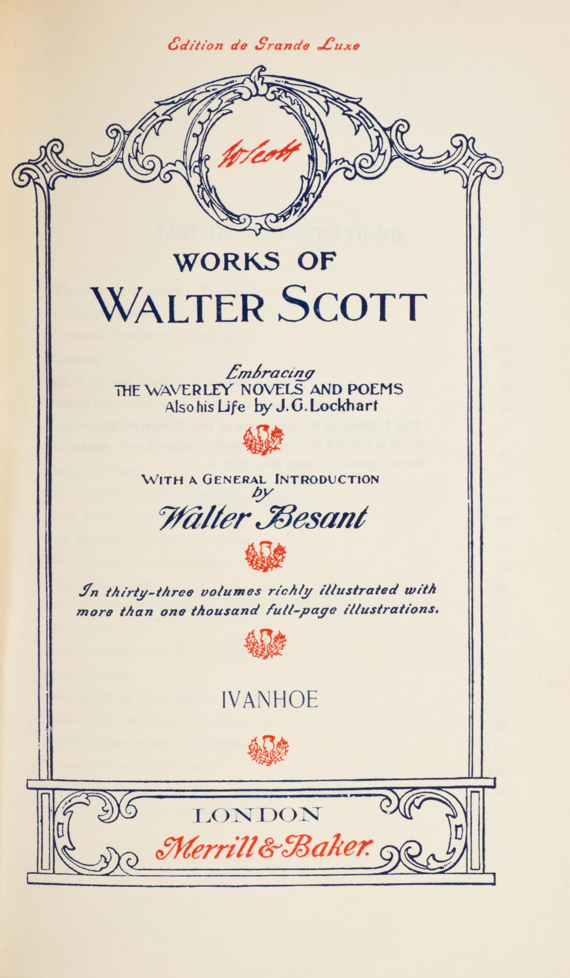 (COLLECTED WORKS) SCOTT, SIR WALTER. Complete Works. London, c. 1900. 52 vols. Limited.