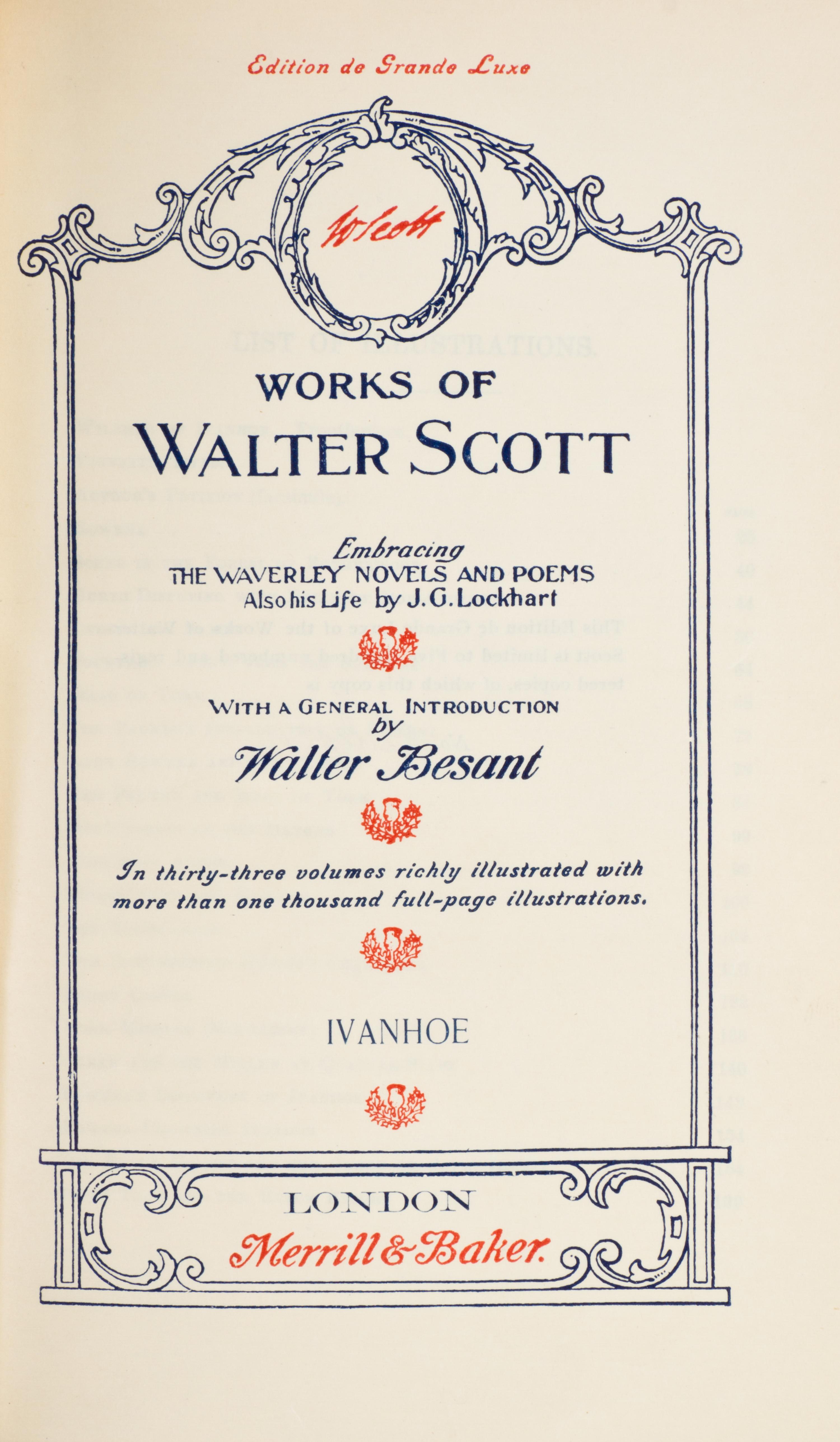 (COLLECTED WORKS) SCOTT, SIR WALTER. Complete Works. London, c. 1900. 52 vols. Limited.