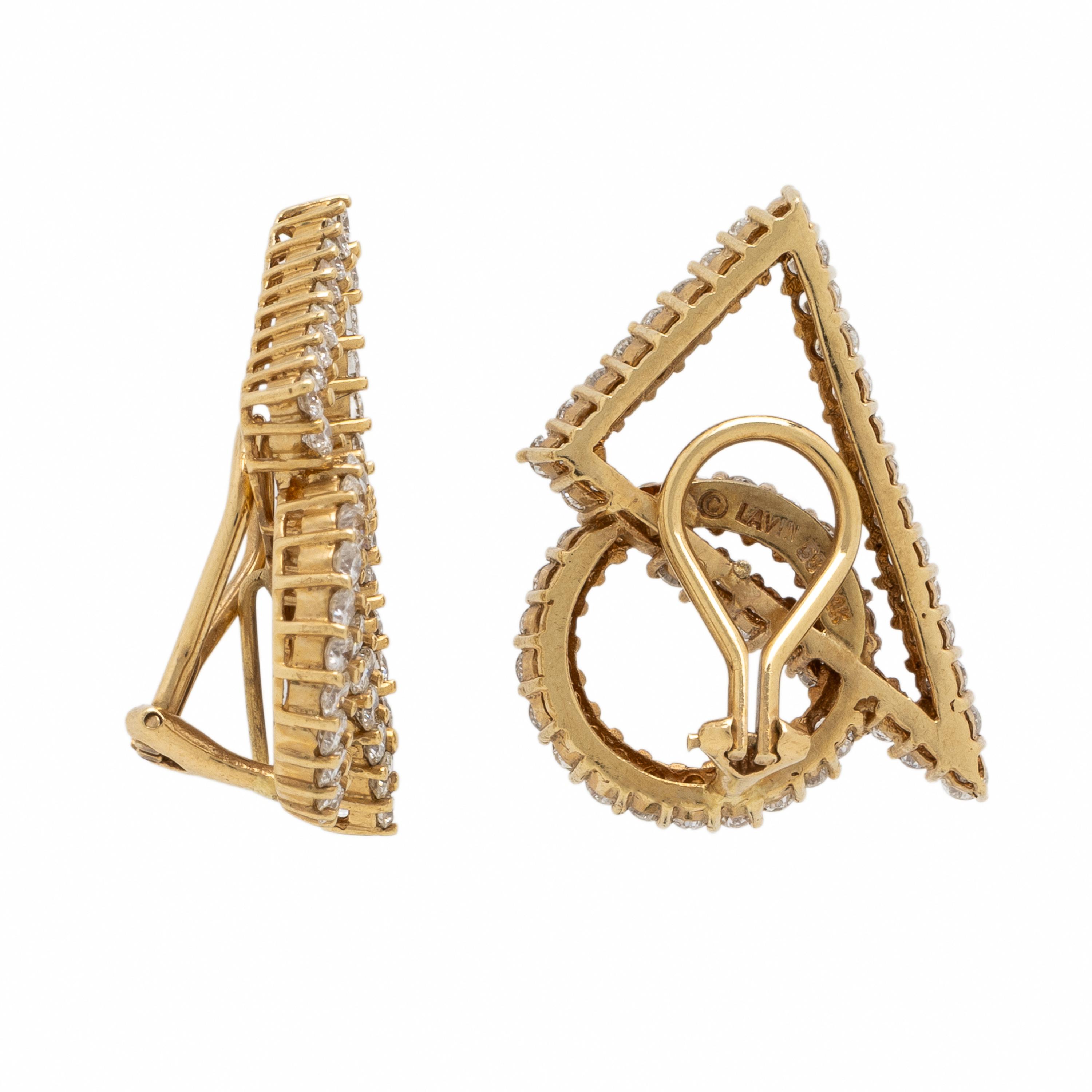 Diamond and Yellow Gold Geometric Earrings