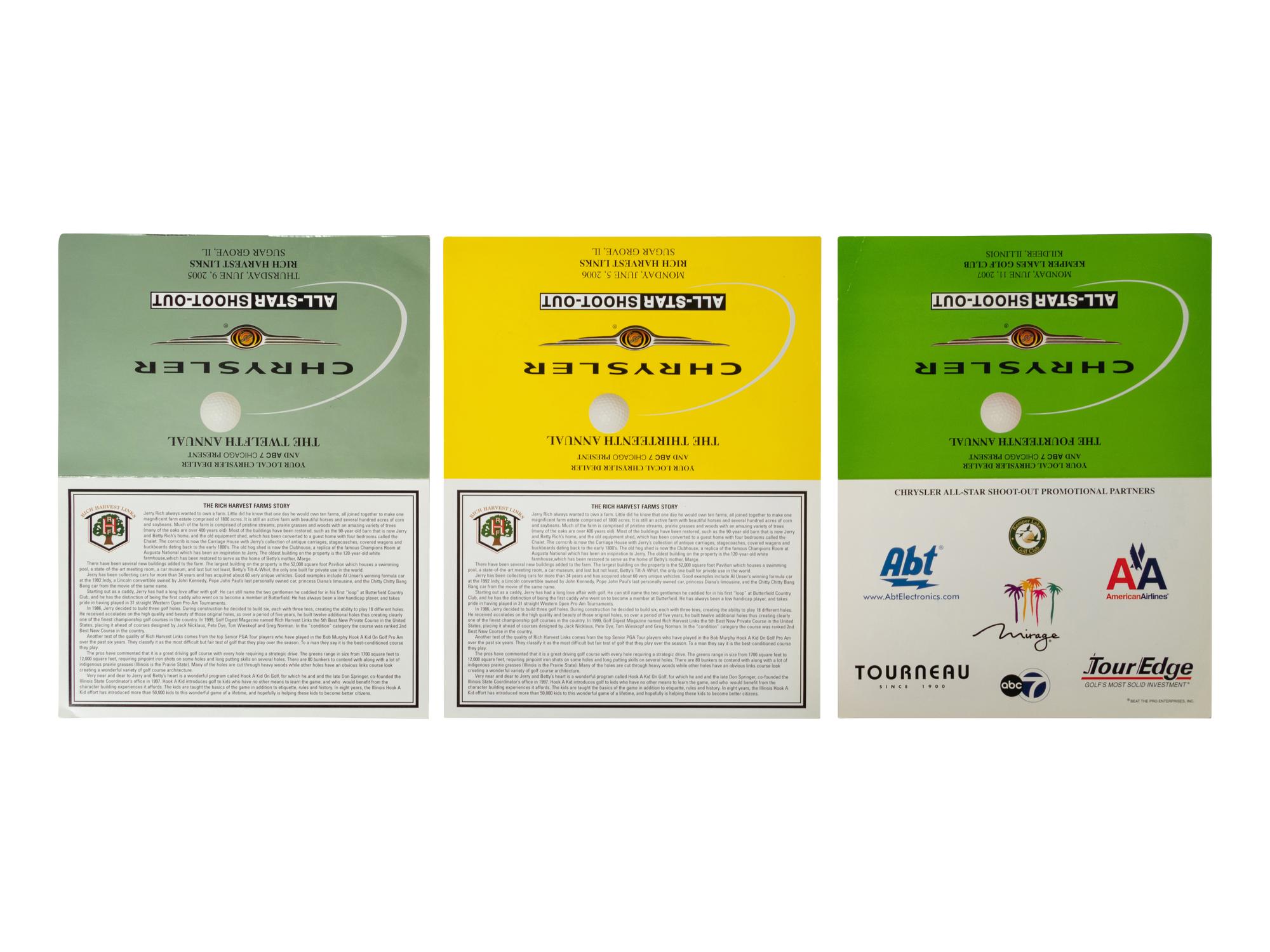A Group of Three Chrysler All-Star Golf Shootout Signed Autograph Invitations Including Multiple Chicago Hall of Famers (Beckett Authentication Services BAS Certified),
