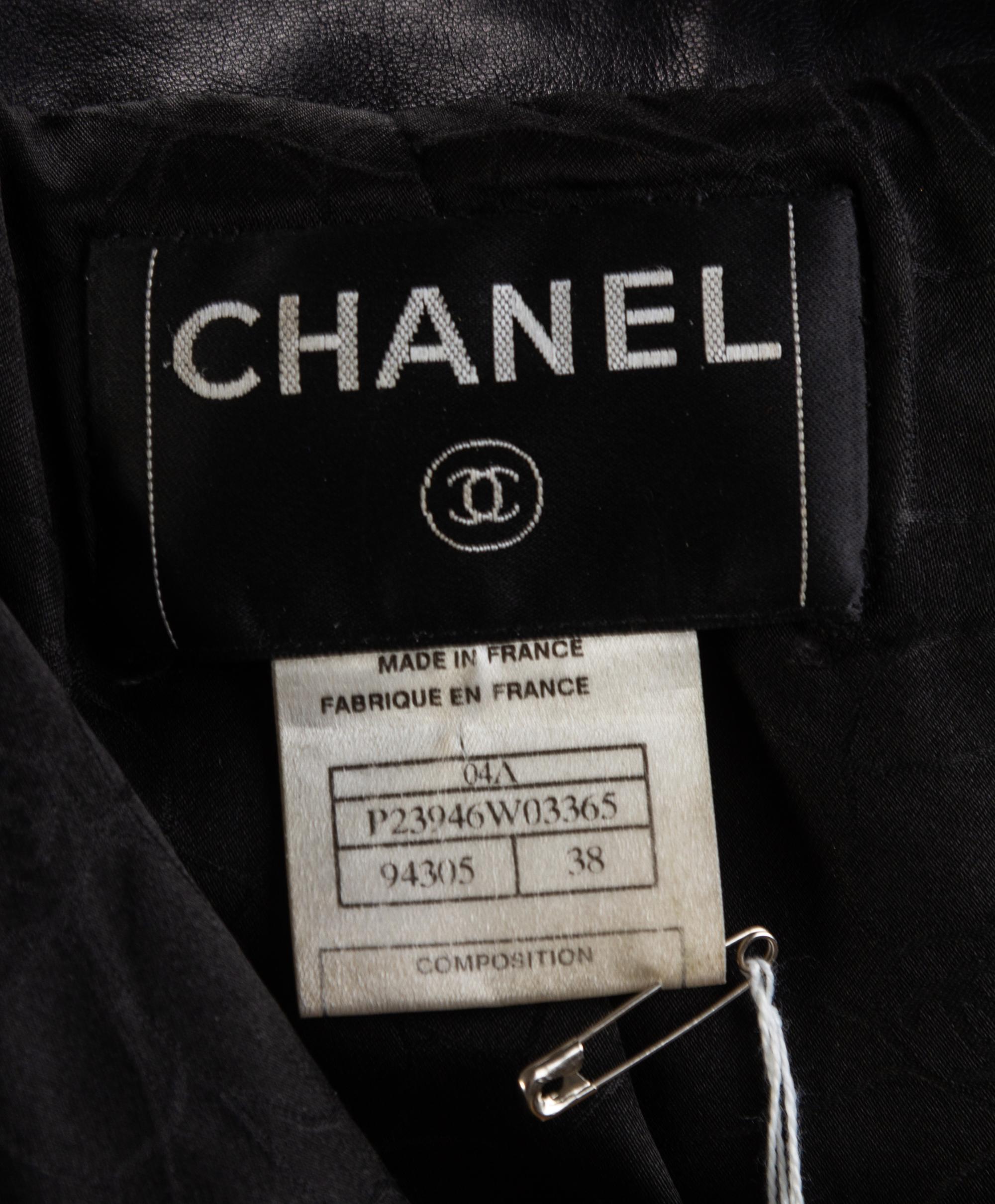A Chanel Black Lambskin Leather Jacket, Size 38.