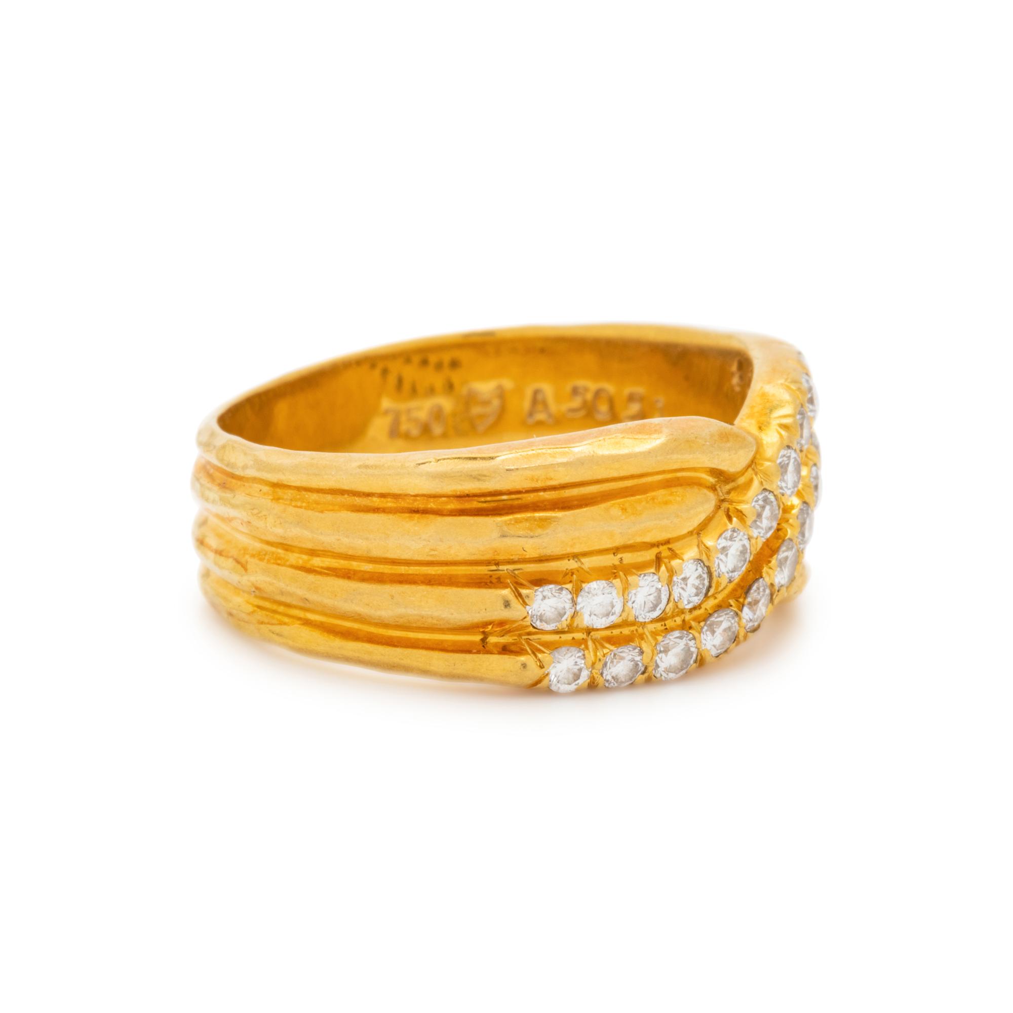 HENRY DUNAY, YELLOW GOLD AND DIAMOND RING