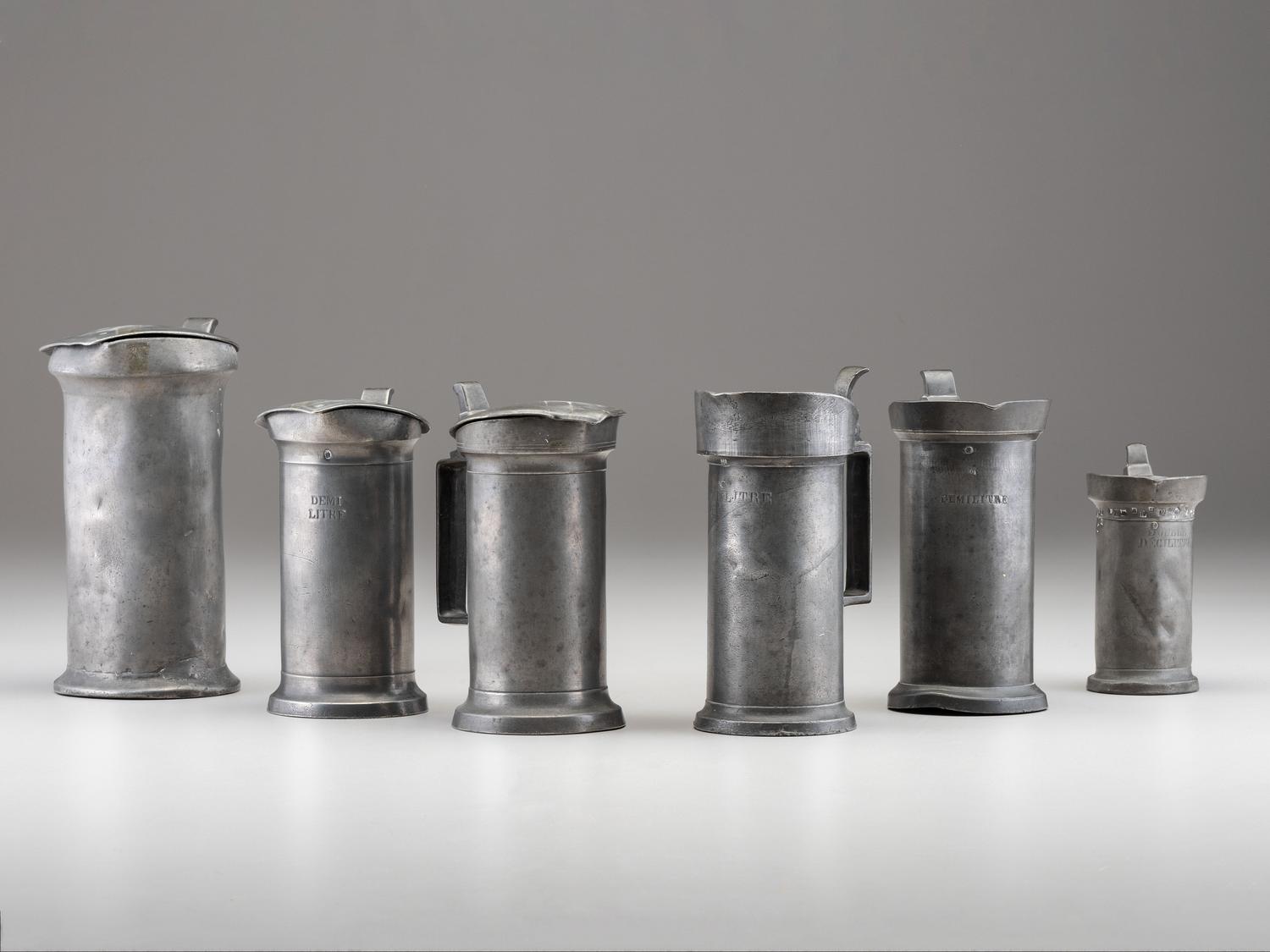 An Assembled Set of Six Pewter Measures