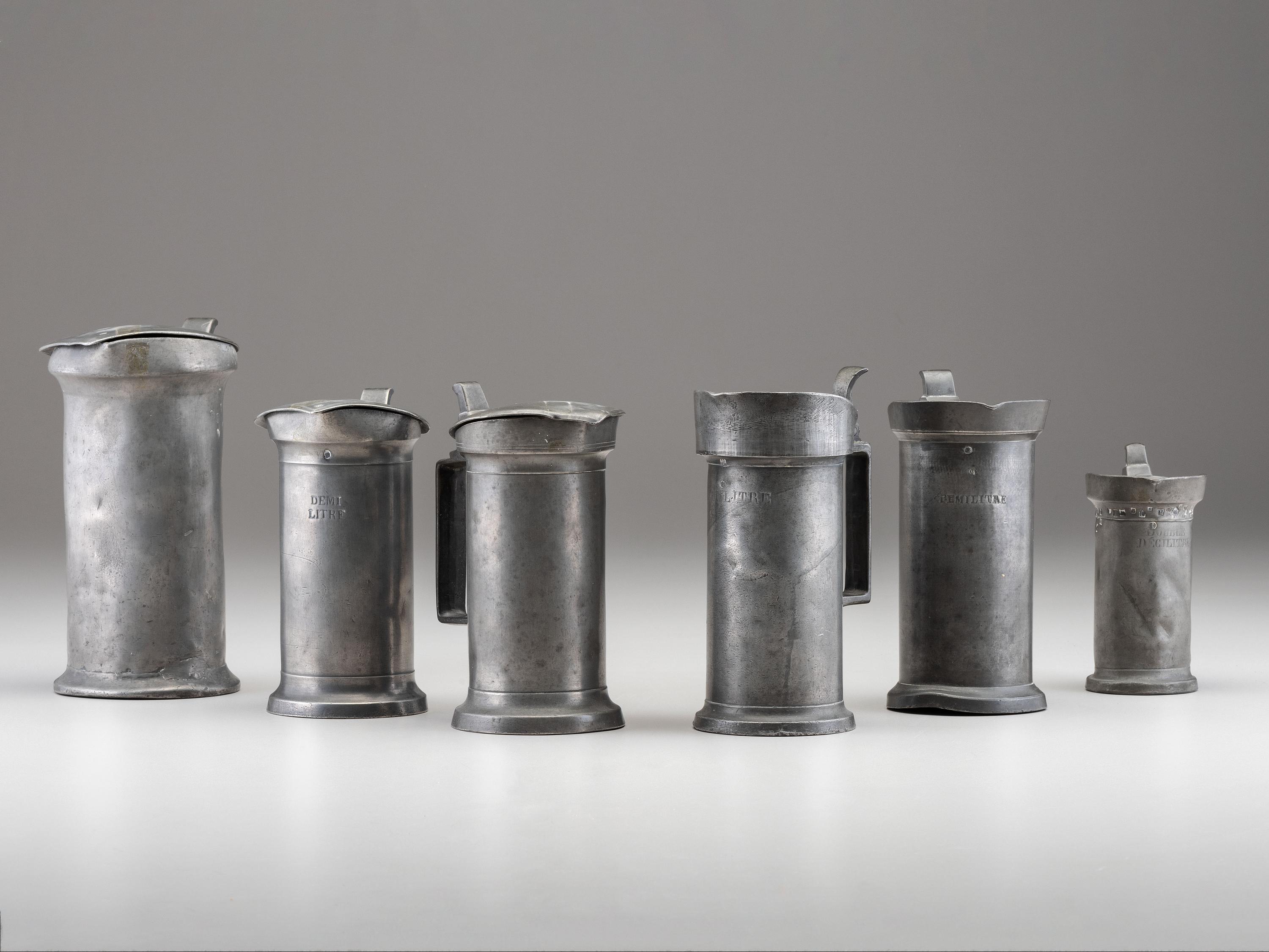 An Assembled Set of Six Pewter Measures