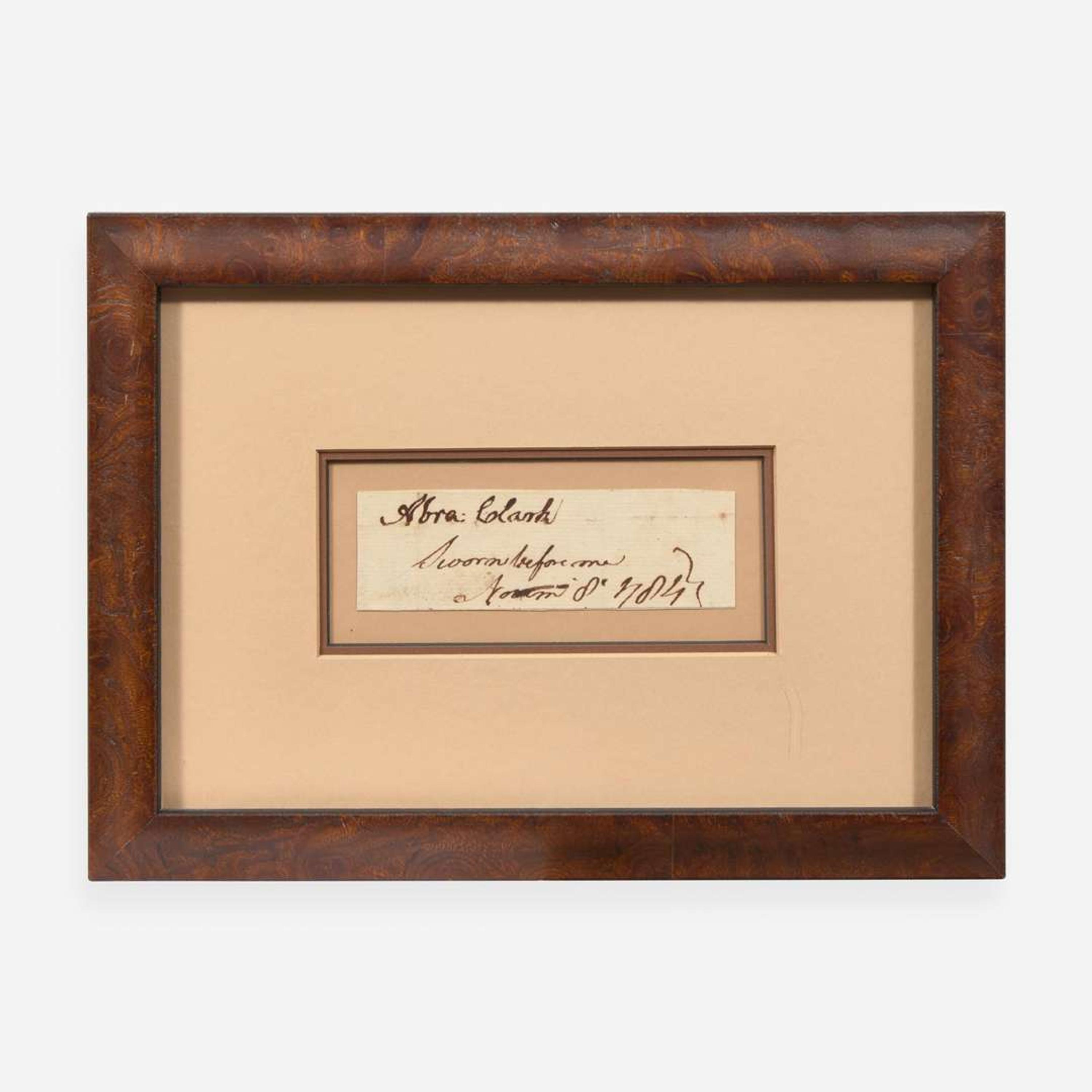 [Declaration of Independence] [New Jersey] Clark, Abraham Cut Signature