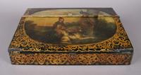 A Victorian Papier Mache Painted and Parcel Gilt Lap Desk, Width 14 1/8 inches.