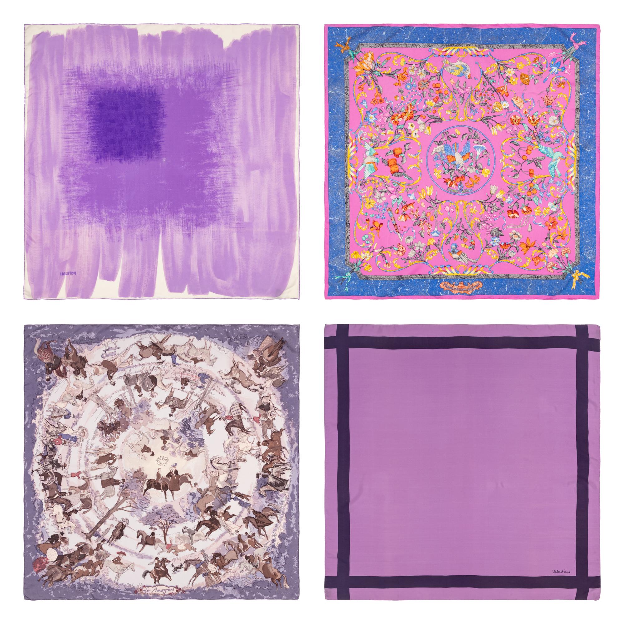 Four Designer Scarves, including Hèrmes
