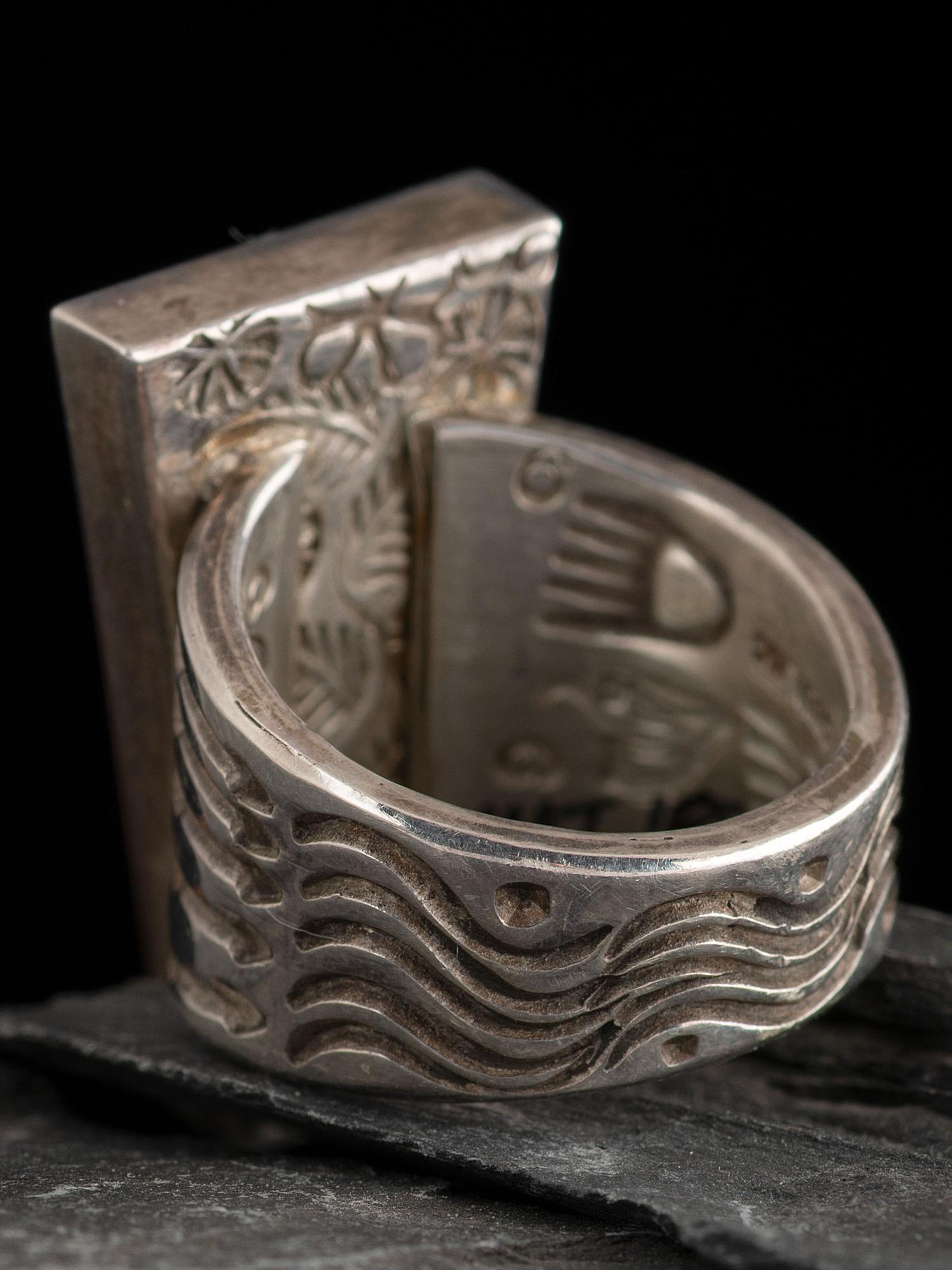 Sterling Silver and Micro Mosaic Figural Ring