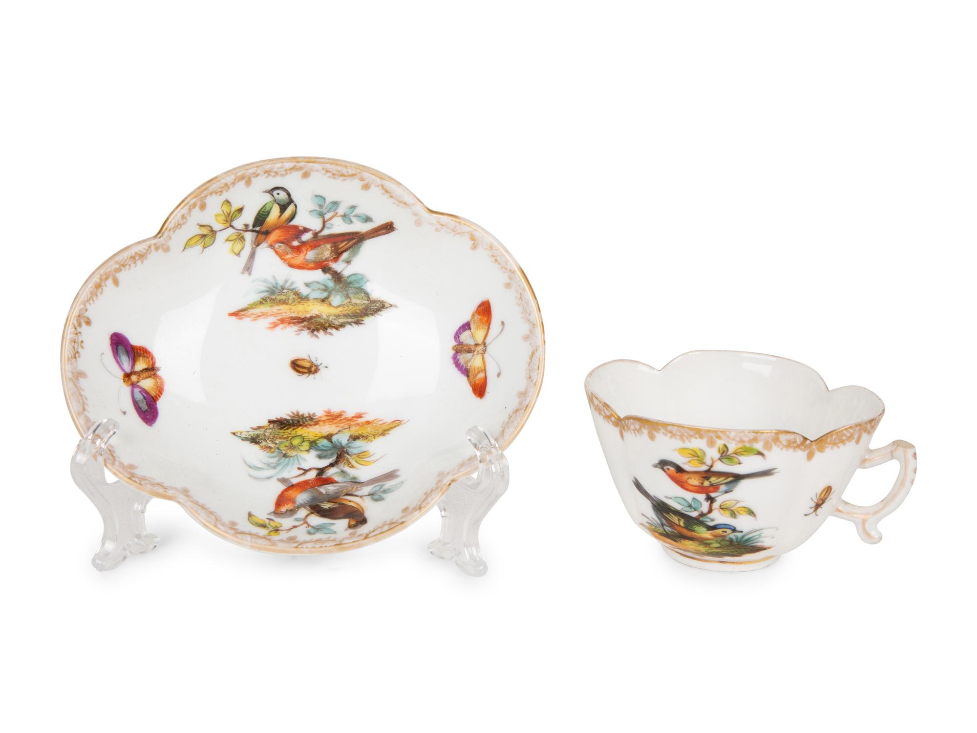 Eleven Meissen and Various Other Porcelain Teacups and Saucers — 19TH/20TH CENTURY