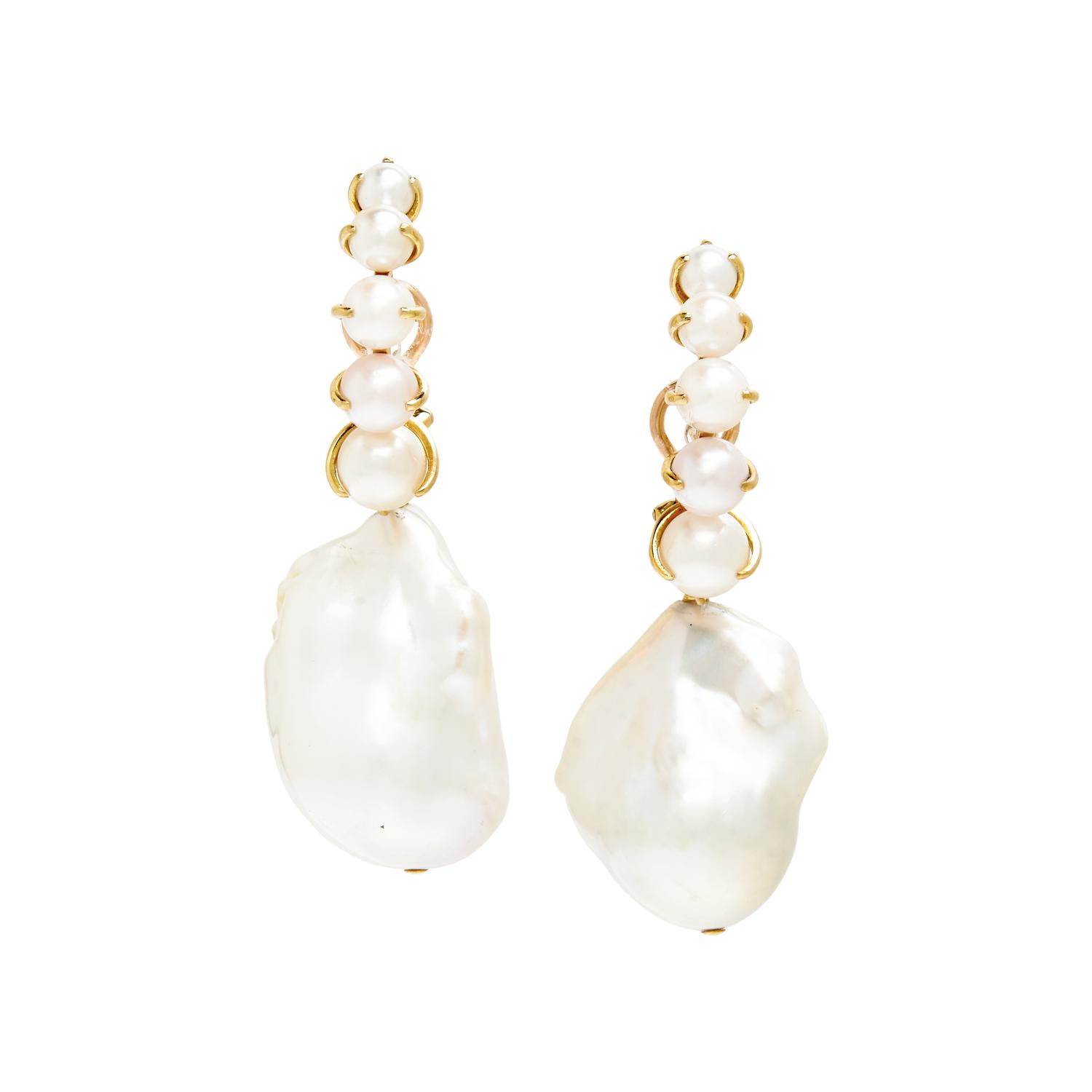 ANA KHOURI, CULTURED PEARL CLIP EARRINGS
