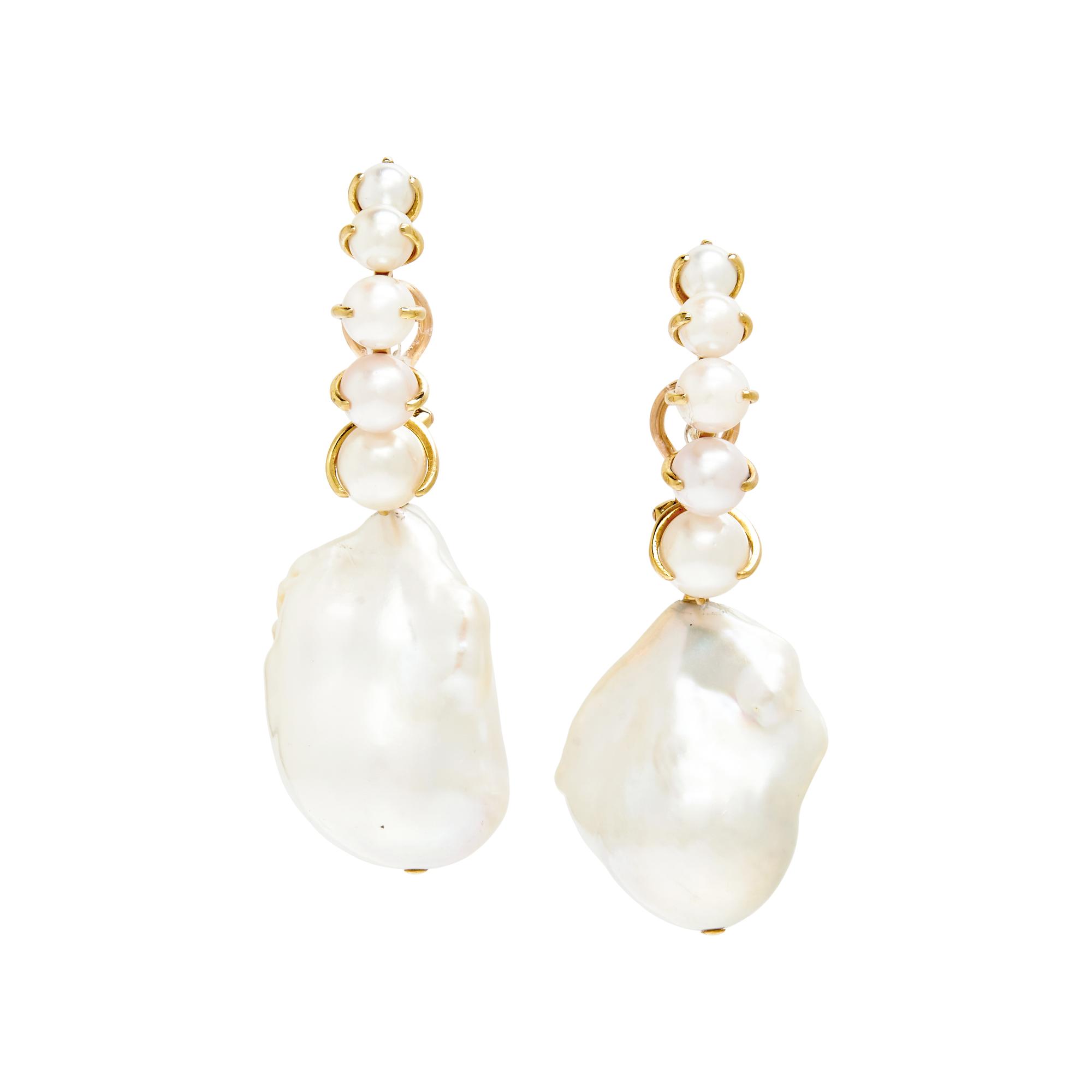 ANA KHOURI, CULTURED PEARL CLIP EARRINGS